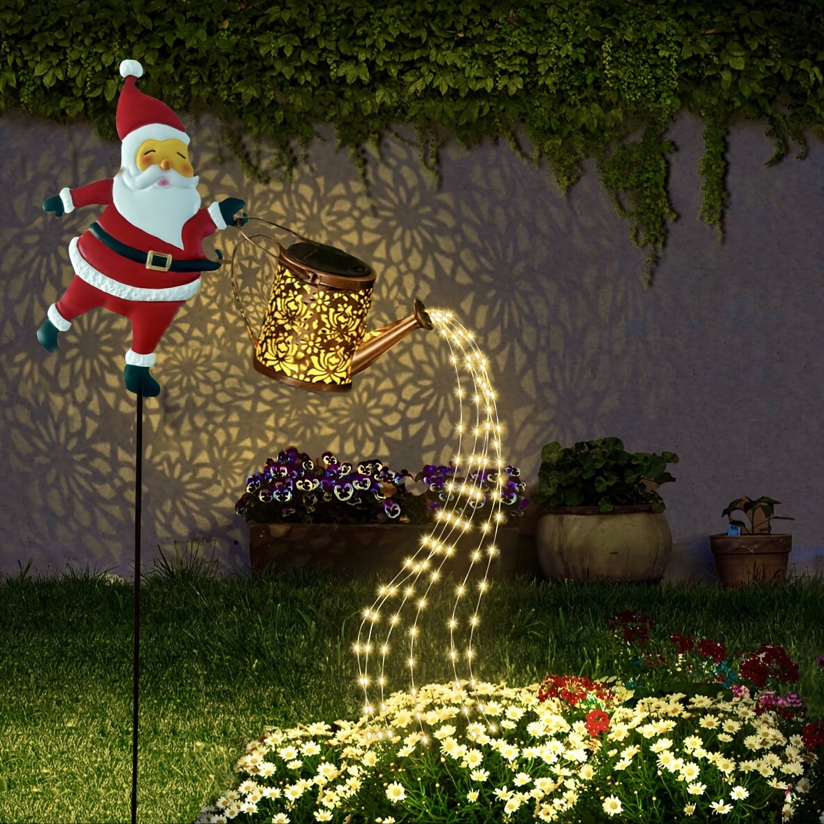 SolarClaus | Gießkanne Lichter Vintage Metall Garten Dekoration